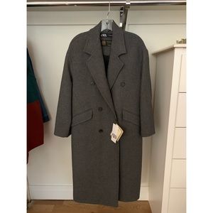 Zara charcoal double breasted wool coat